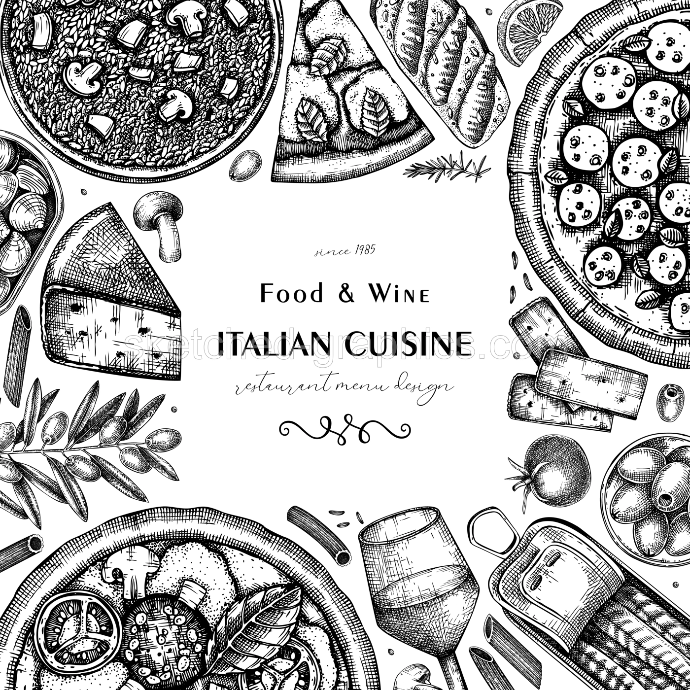 Italian Cuisine Frame Design Illustration